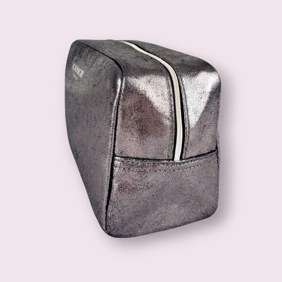 Travel-Ready Coach Fragrance PinkSilver Shimmer Toiletry Cosmetic Bag Pouch Case - Picture 4 of 12